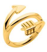 Gold PVD Arrow Twist Stainless Steel Hinged Segment Ring