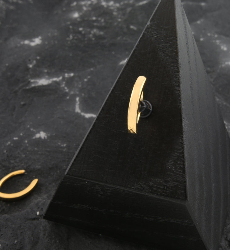 Gold PVD Bar Titanium Hinged Belly Button Ring