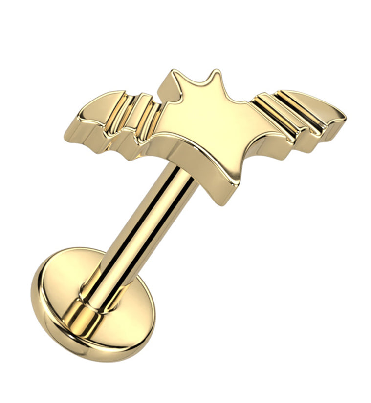 Gold PVD Bat Titanium Internally Threaded Labret