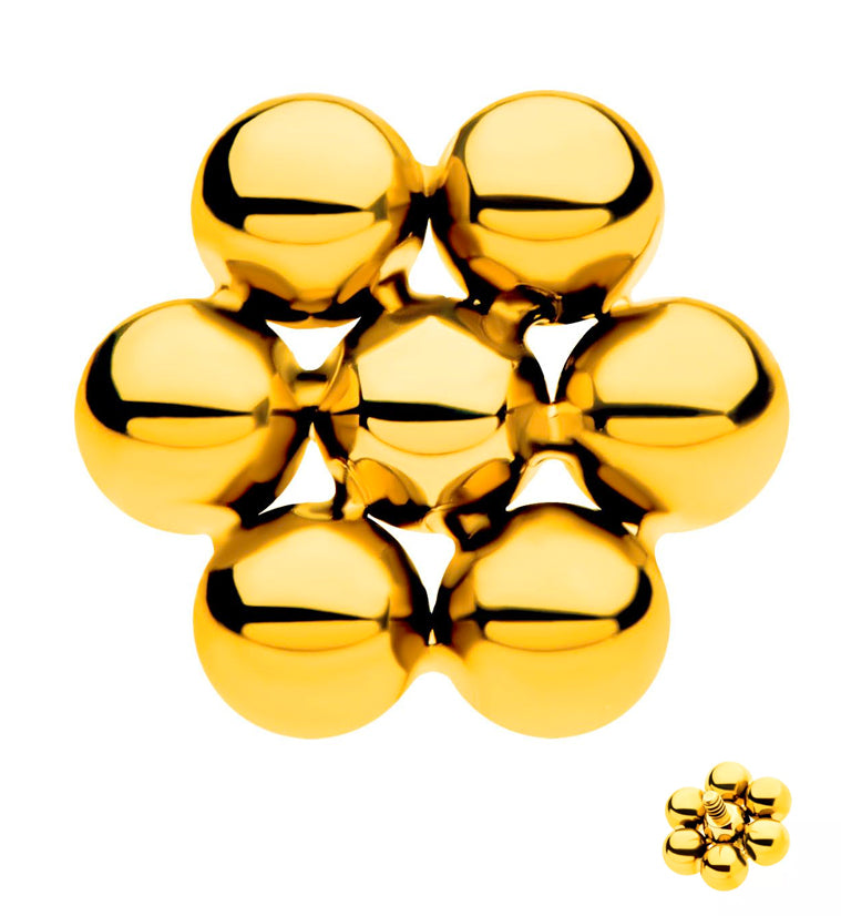 Gold PVD Beaded Hexagon Internally Threaded Titanium Top