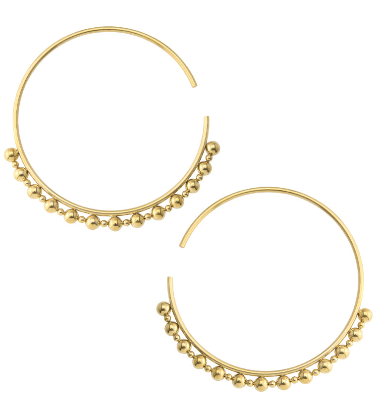 Gold PVD Beaded Hoop Stainless Steel Ear Weights