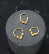 Gold PVD Beaded Point Titanium Hinged Segment Ring