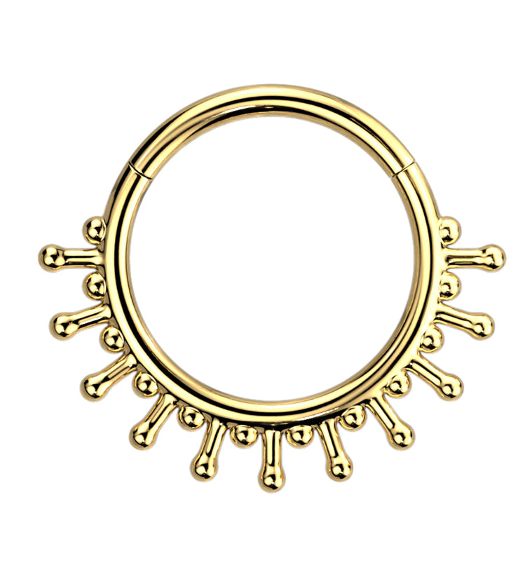 Gold PVD Beaded Sunray Hinged Segment Ring