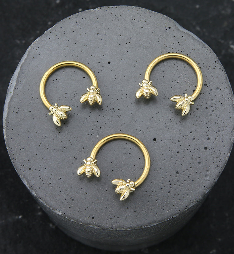 Gold PVD Bee Circular Barbell