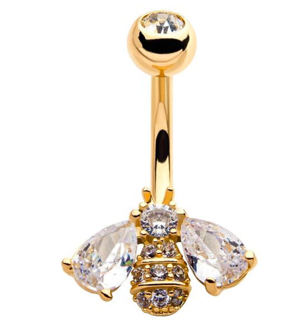 Gold PVD Bee CZ Belly Ring
