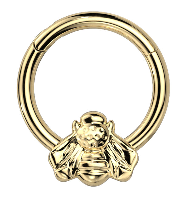 Gold PVD Bee Titanium Hinged Segment Ring