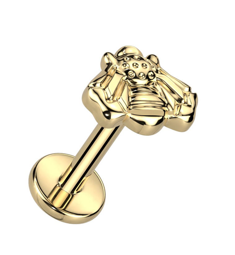 Labret Con Zirconi – Filetto Interno Titanio PVD Oro - Foto 2