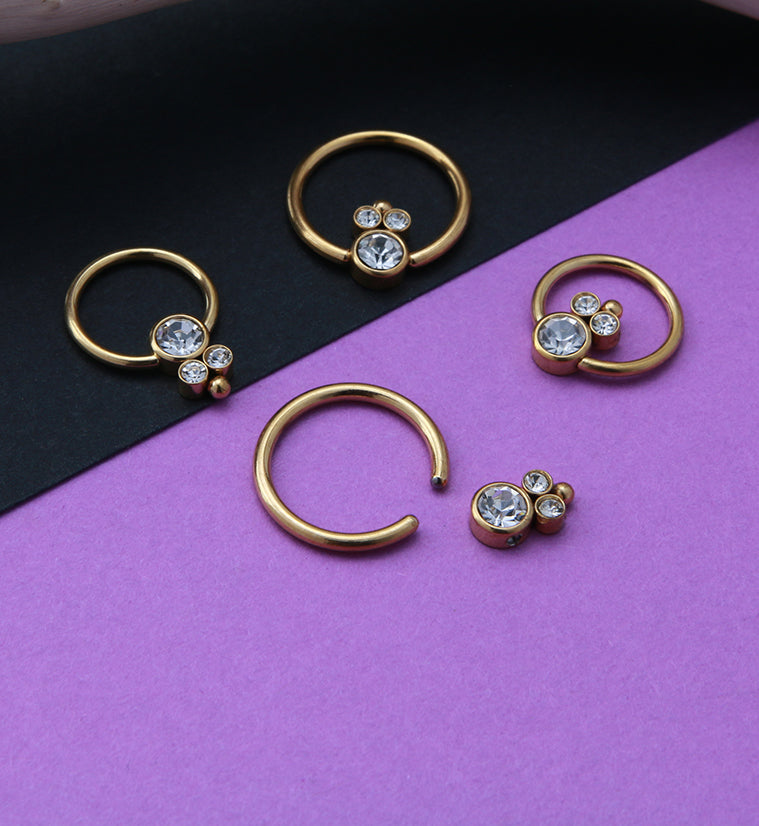 Gold PVD Bevy CZ Captive Ring