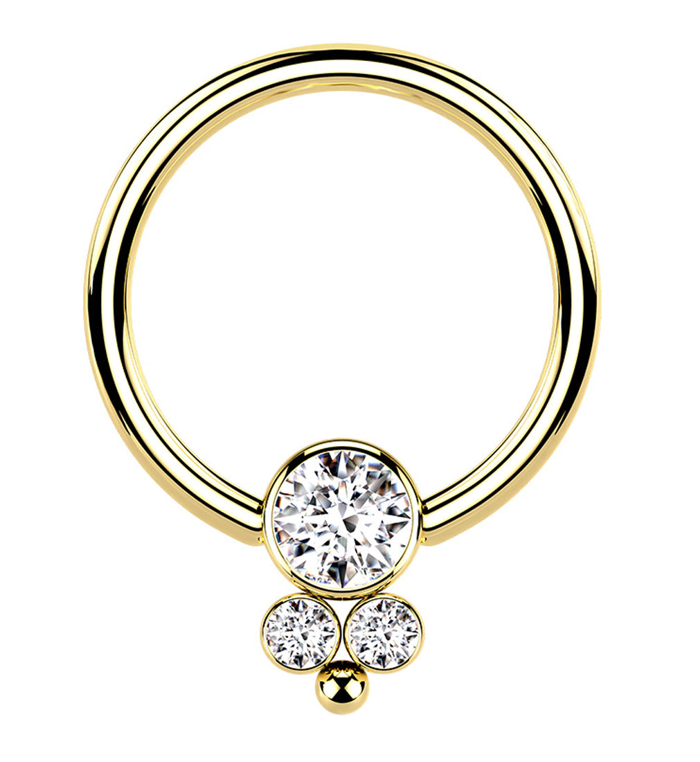 Gold PVD Bevy CZ Captive Ring