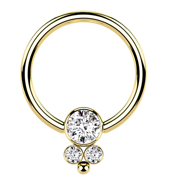 Gold PVD Bevy CZ Captive Ring