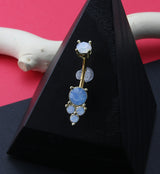 Gold PVD Bevy White Opalite Gem Belly Button Ring