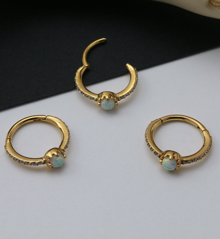 Gold PVD Center Opal Hinged Segment Ring