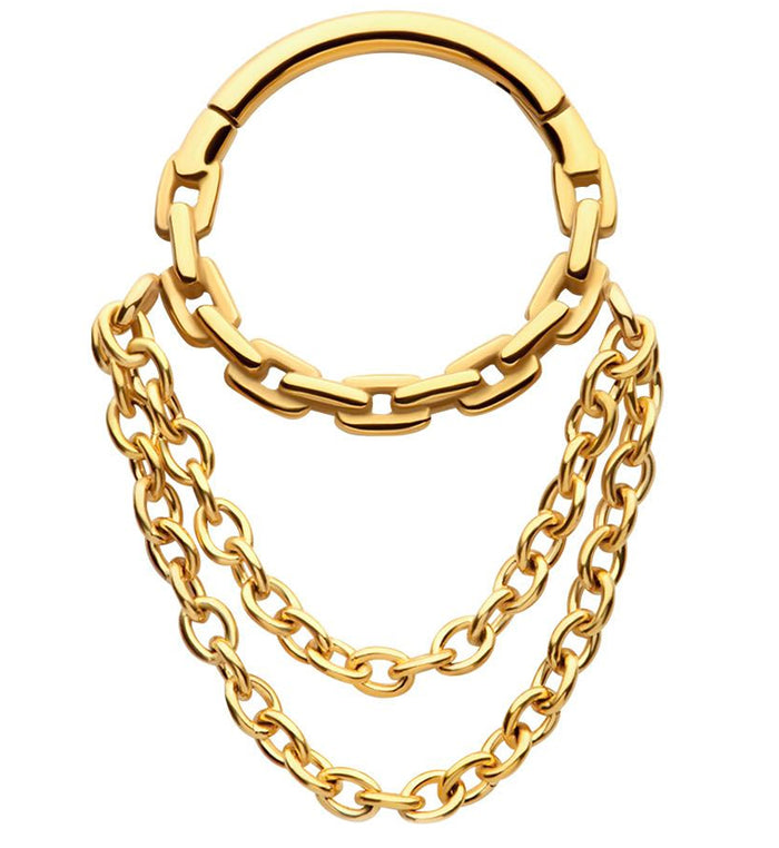 Gold PVD Chain Link Double Dangle Chain Stainless Steel Hinged Segment