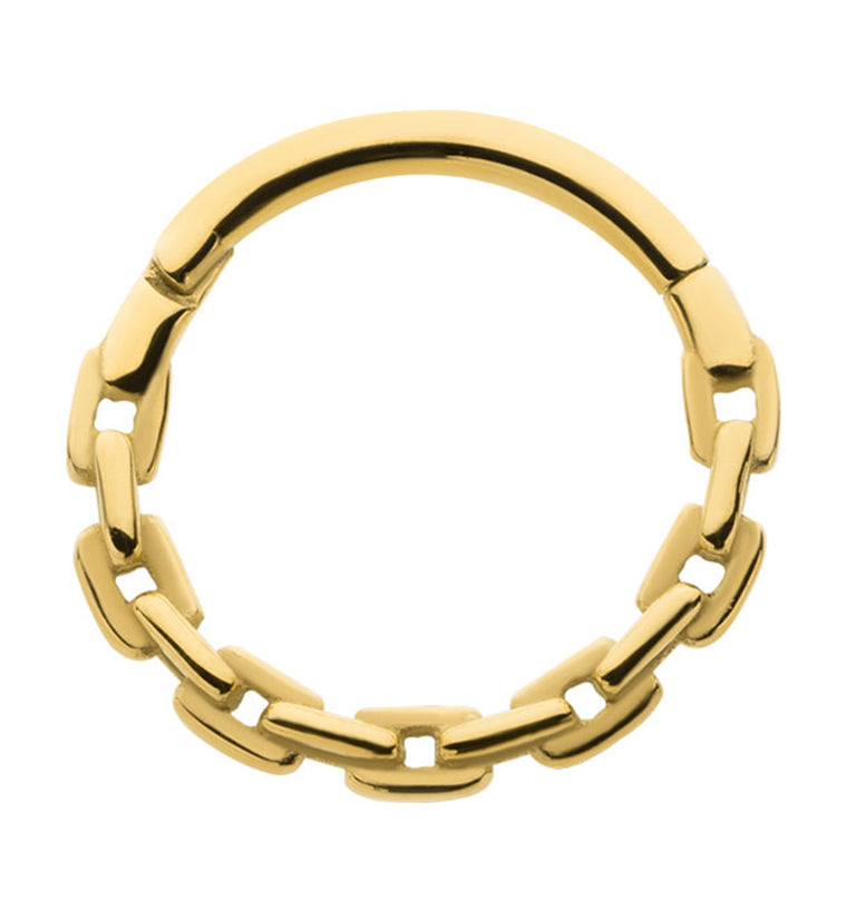 Gold PVD Chain Link Stainless Steel Hinged Segment Ring