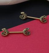 Gold PVD Chameleon Nipple Ring Barbell