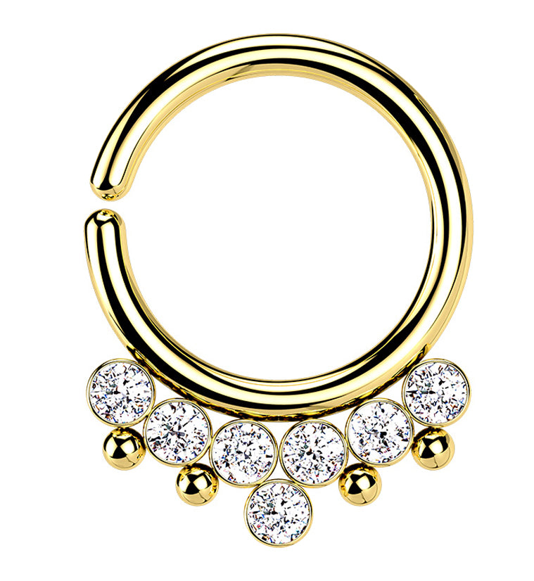 Gold PVD Clear CZ Rally Annealed Seamless Hoop Ring