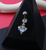 Gold PVD Cluster Bead Opalite Gem Belly Button Ring