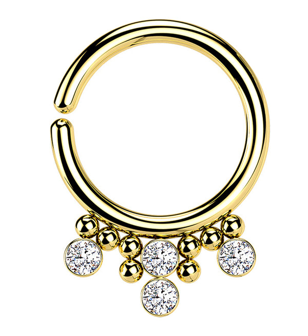 Gold PVD Cluster Beaded CZ Annealed Seamless Hoop Ring