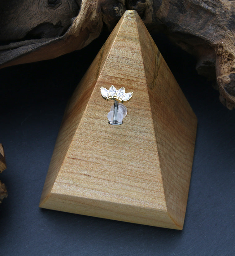 Gold PVD Contessa Clear CZ Titanium Threadless Floating Belly Button Ring (Convex Disk)