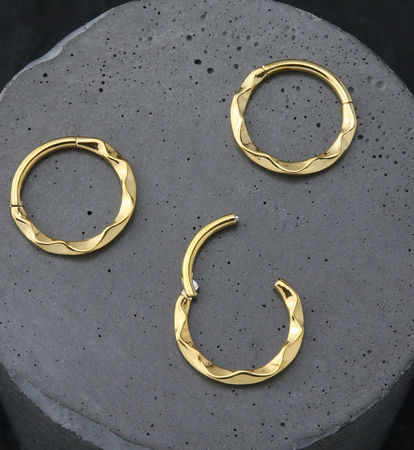 Gold PVD Curl Stainless Steel Hinged Segment Ring