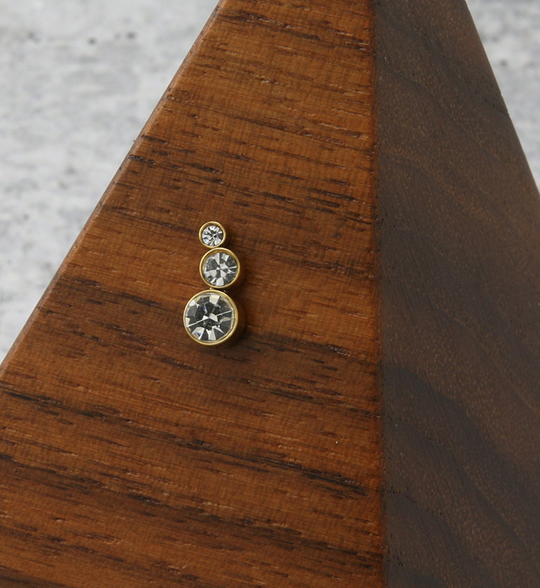 Gold PVD Descend CZ Threadless Titanium Top