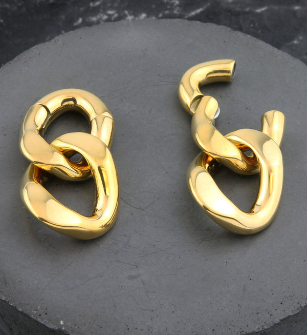 Gold PVD Double Chain Link Hinged Ear Weights
