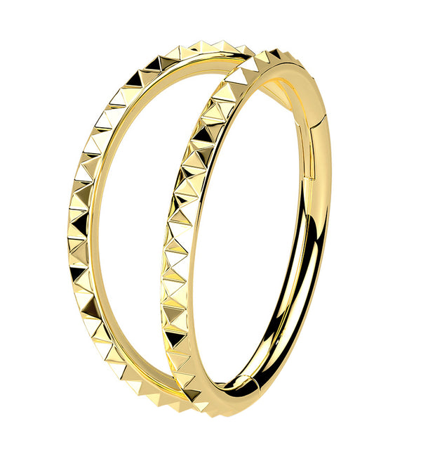 Gold PVD Double Polyhedra Edge Hinged Segment Ring