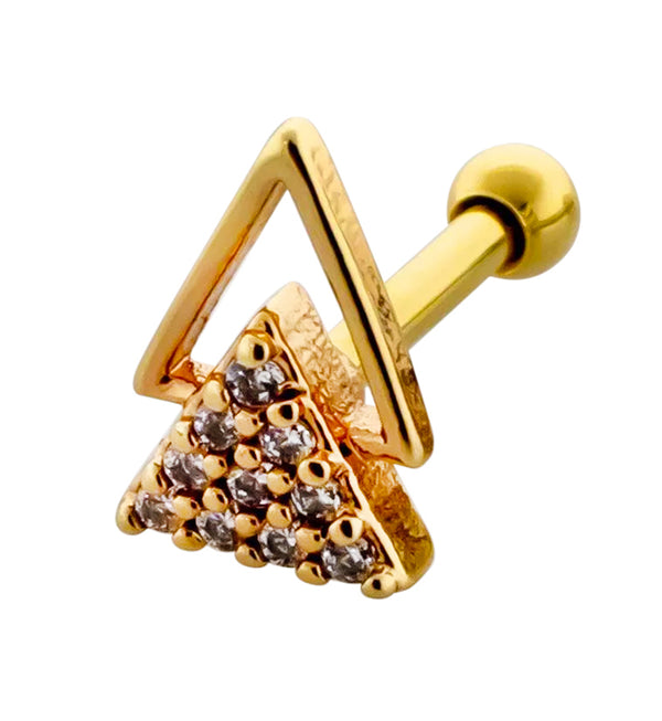 Gold PVD Double Triangle CZ Cartilage Barbell