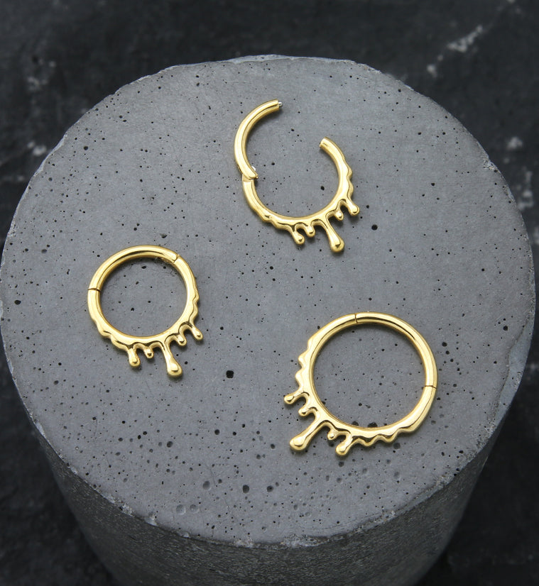 Gold PVD Drip Stainless Steel Hinged Segment Ring