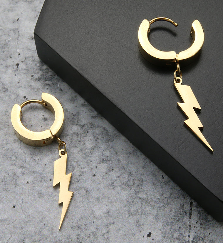 Gold PVD Electric Stainless Steel Huggie Earrings