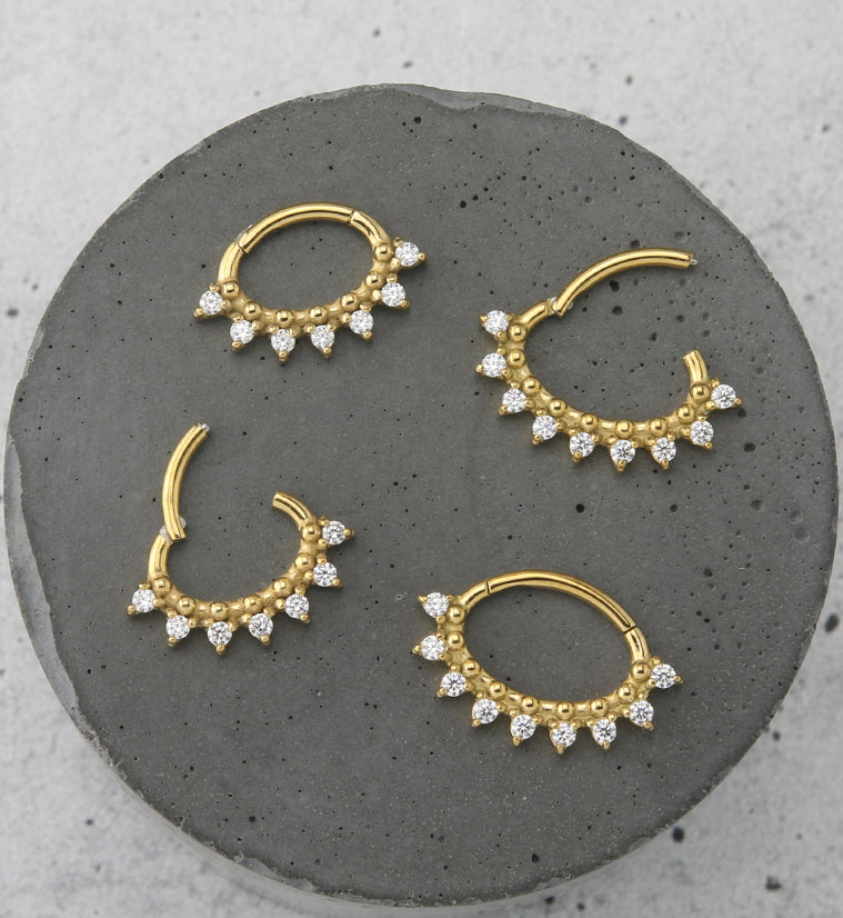 Gold PVD Ellipse CZ Hinged Segment Ring