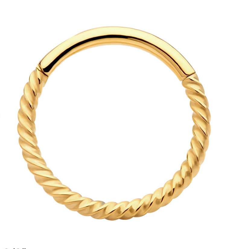 Gold PVD Entwine Stainless Steel Hinged Segment Ring