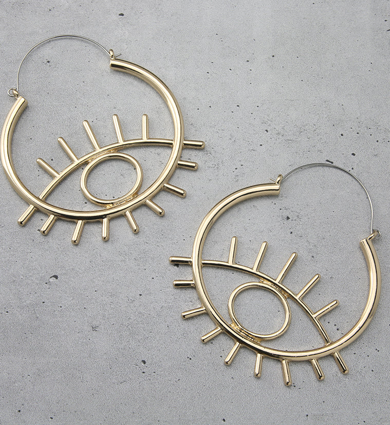 Gold PVD Evil Eye Plug Hoops