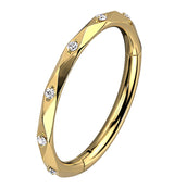 Gold PVD Facet CZ Titanium Hinged Segment Ring
