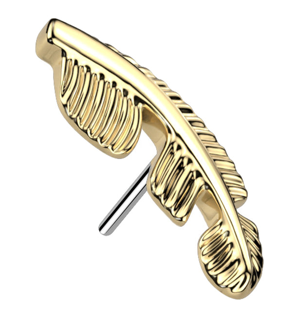 Gold PVD Feather Threadless Titanium Top