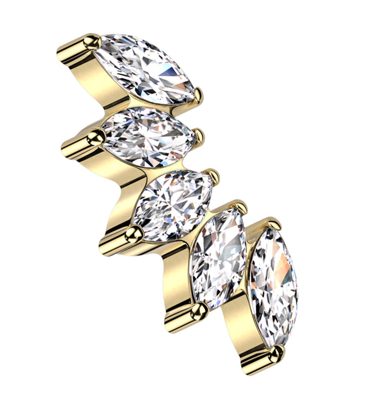 Gold PVD Half Crown CZ Internally Threaded Titanium Top