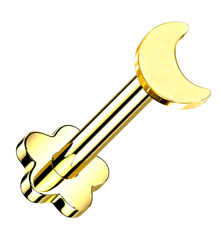 Gold PVD Half Moon Titanium Threadless Labret