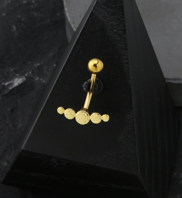 Gold PVD Hammered Arc Stainless Steel Belly Button Ring