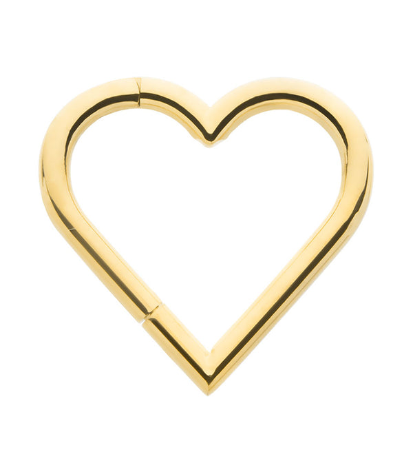 Gold PVD Heart Stainless Steel Hinged Segment Ring