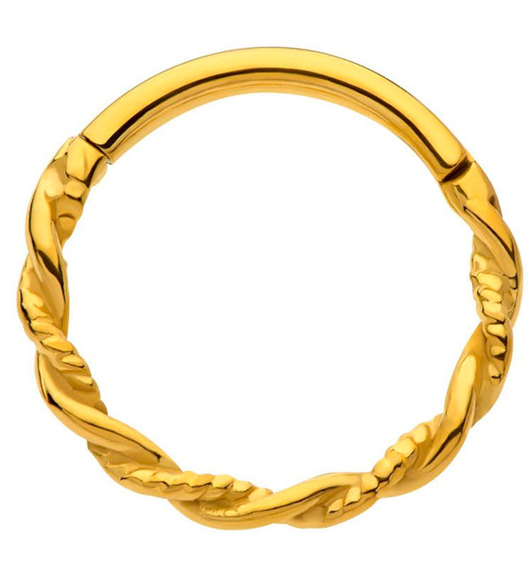 Gold PVD Helix Stainless Steel Hinged Segment Ring