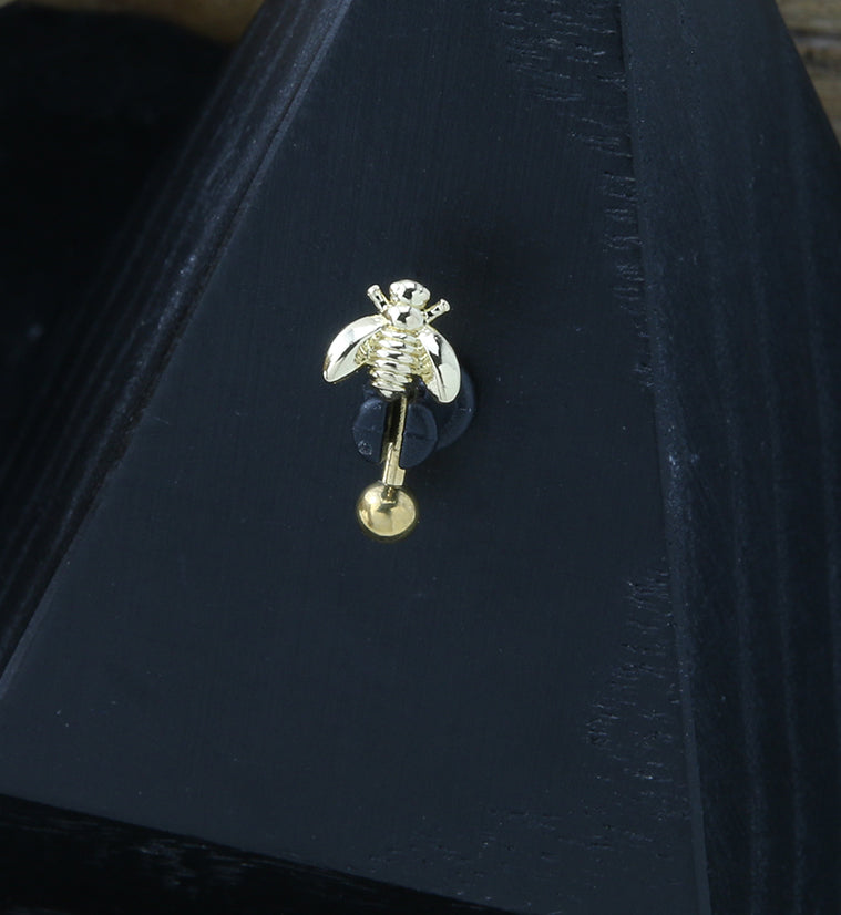 Gold PVD Honey Bee Curved Barbell