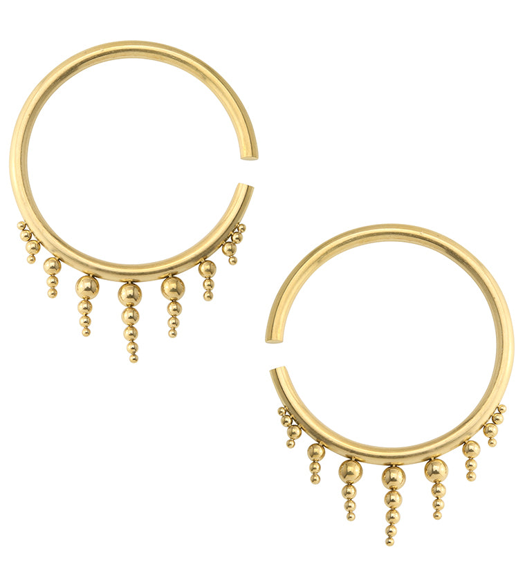Gold PVD Icicle Bead Hoop Stainless Steel Ear Weights