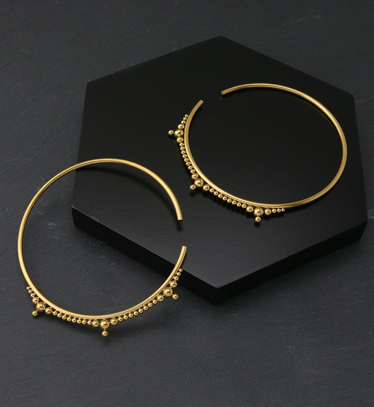 Gold PVD Mini Drip Bead Hoop Stainless Steel Ear Weights