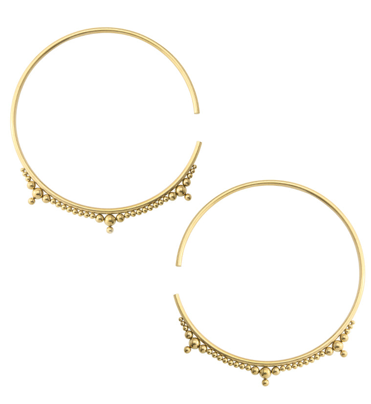 Gold PVD Mini Drip Bead Hoop Stainless Steel Ear Weights