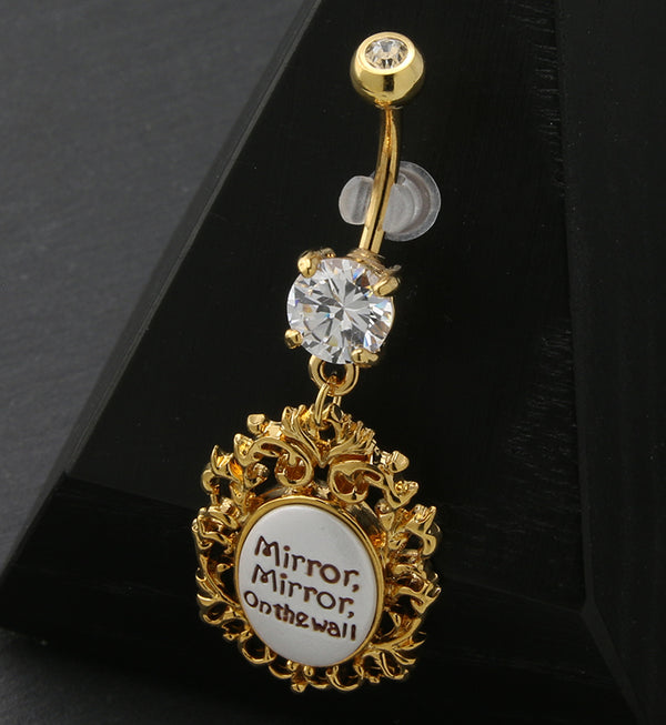 Gold PVD Mirror Mirror Dangle Belly Button Ring