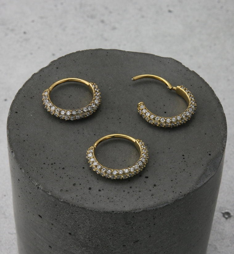 Gold PVD Multiple CZ Hinged Segment Ring