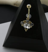 Gold PVD Opulent CZ Belly Button Ring