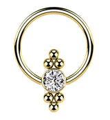 Gold PVD Ornate CZ Captive Ring