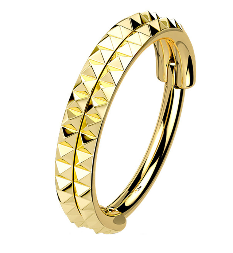 Gold PVD Parallel Polyhedra Edge Hinged Segment Ring