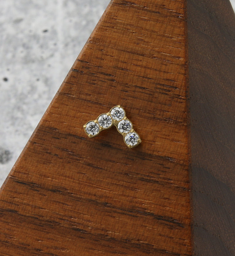 Gold PVD Point CZ Threadless Titanium Top